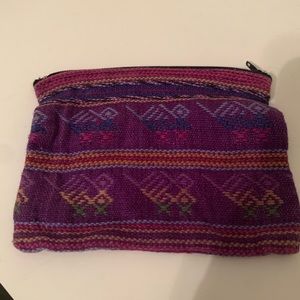 Cloth zippered bag - purple - boho